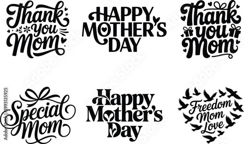 Happy mother's day sayings thank you mom celebration greeting typography illustration occasion