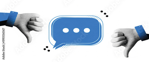 Negative Chat Feedback Concept with Thumbs Down Hands and Message Bubble Icon Vector Illustration Modern Design Theme