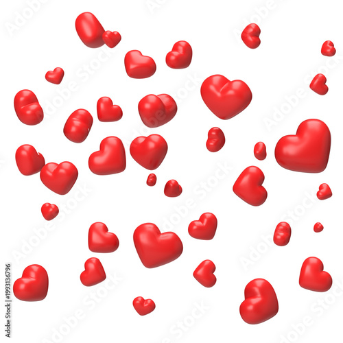 3D floating red hearts particles for love romantic background