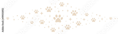 Cute paw vector banner, isolated clip art decorative border design, divider illustration flat
