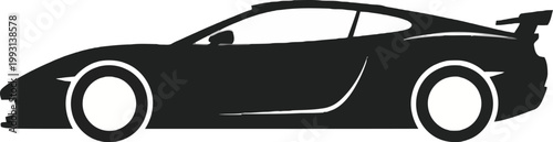 Black sports car side profile view.