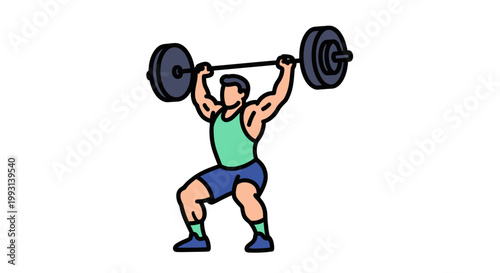 Professional weightlifting athlete performing a heavy barbell lift during a workout