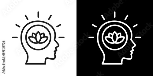 Inner Peace Icon Of Line Black And White Style