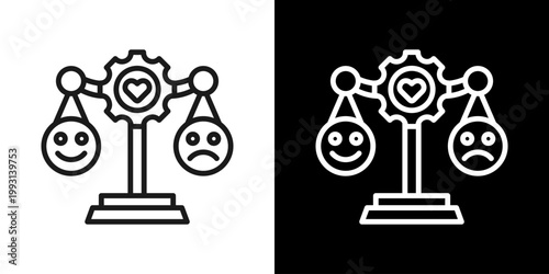 Emotional Balance Icon Of Line Black And White Style