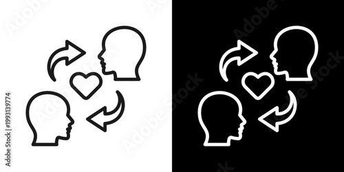 Empathy Icon Of Line Black And White Style
