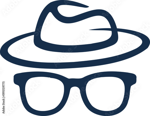 Icon of hat and glasses on white background