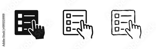 Checklist Selection Icon - Hand Pointing at List Task Options Vector Set