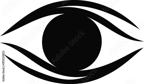 Stylized human eye icon with smooth curved lines and simple design
