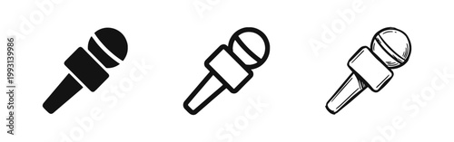Press Microphone Icon - News Interview Journalism and Recording Vector Set
