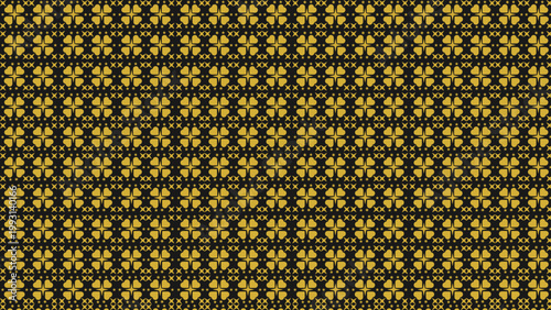 高級感のあるハートと星のシームレスパターン（黒・ゴールド・ベクター・SVG）：Luxury seamless pattern with hearts and stars in black and gold. Elegant vector SVG for premium gifts.