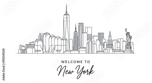 Welcome to New York City Skyline Illustration