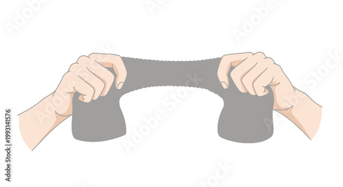 Hands stretching a piece of fabric