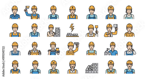 Collection of construction worker icons