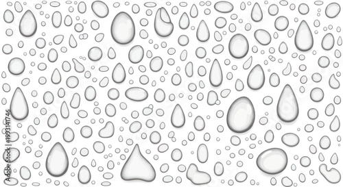 Seamless Pattern of Clear Water Drops on a White Background