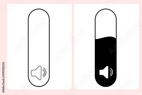 Set of speaker volume adjustment icons with empty and filled status.