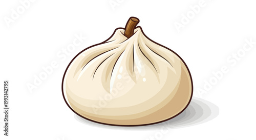 Cartoon illustration of a delicious steamed bun with a brown stem.