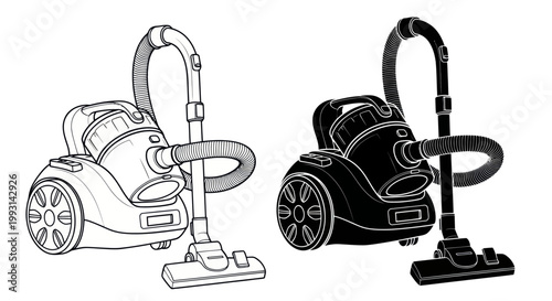 Vector illustration of modern vacuum cleaner for home tidiness.