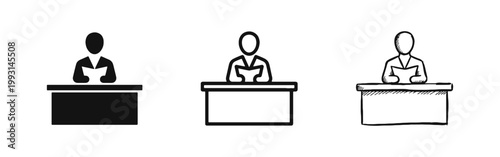 News Anchor at Desk Reading Statement Information Icon
