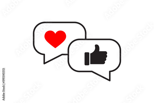 Social Media Chat Bubbles With Like And Love Icons Representing Feedback And Positive Reactions