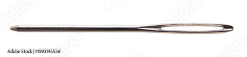 sewing needle close-up on white isolated background