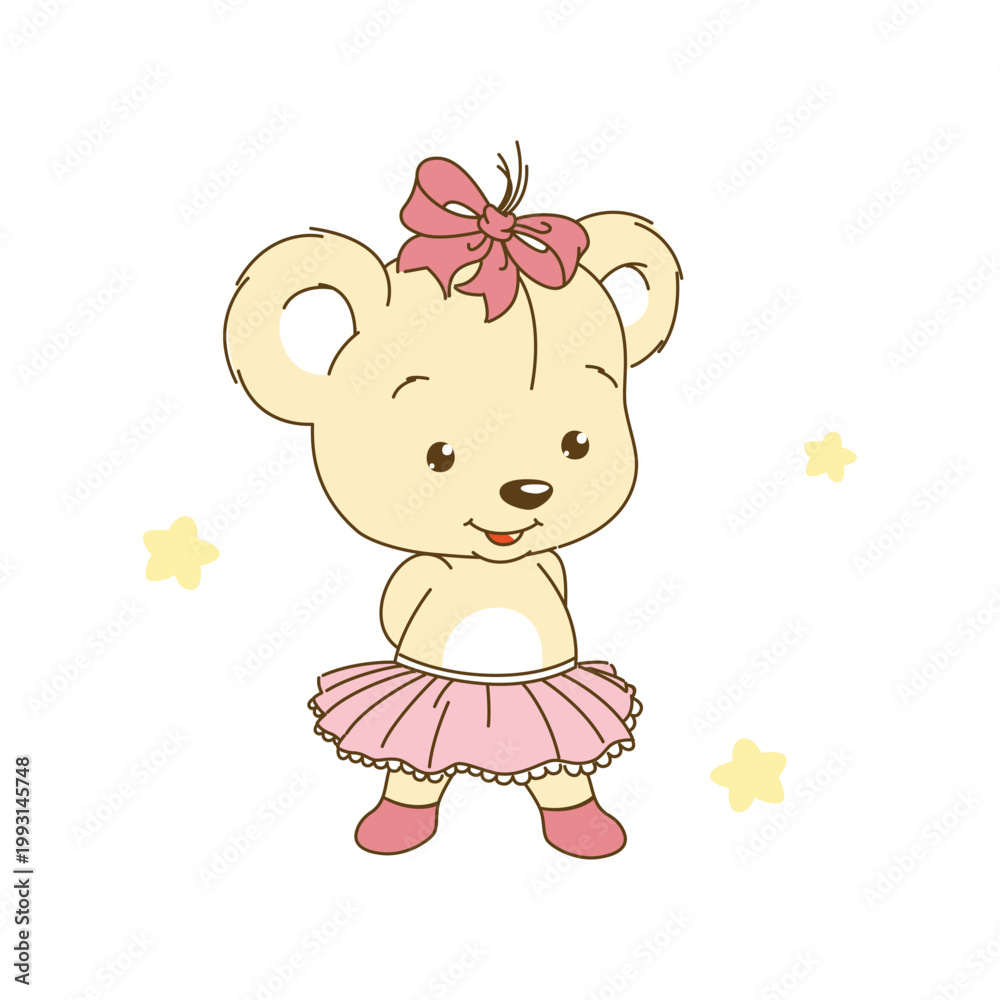 Obraz premium Adorable Ballerina Bear with Bow