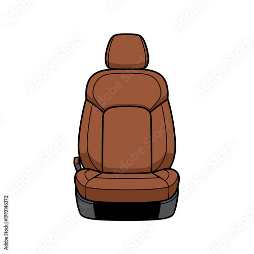 Brown Leather Car Seat Vector Illustration Isolated on White Background