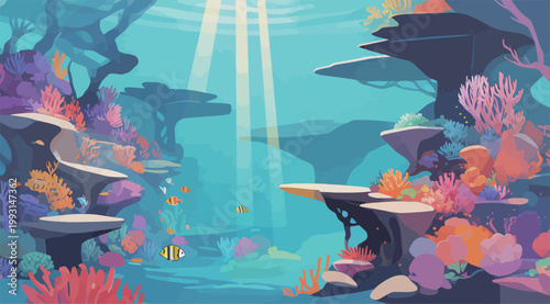 Colorful Underwater Coral Reef with Fish