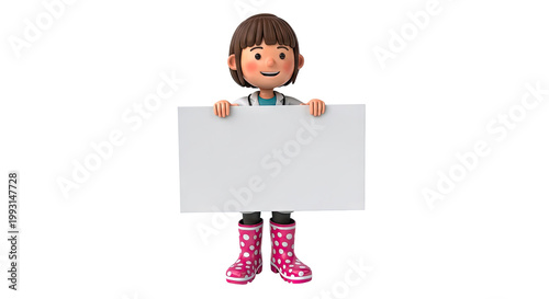 Cartoon Doctor Holding a Blank Sign