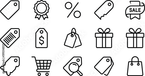 Discount promotion icon. Price discount tag icons. Promotion price tag icon collection
