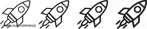 startup rocket launch speed business ambition editable line icons