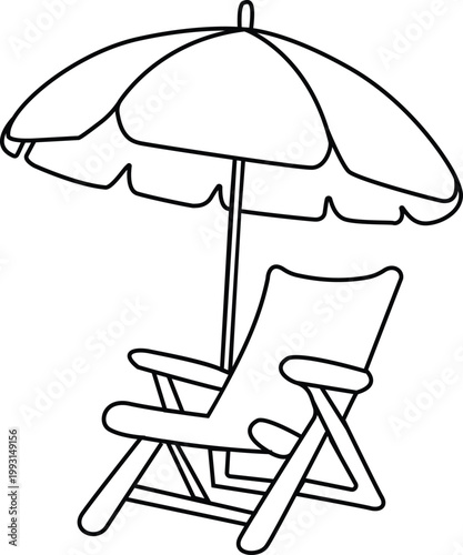 Beach rentals chair and  umbrella, vector file