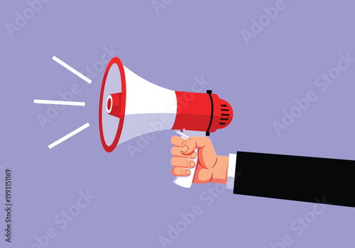 Hand holding a megaphone