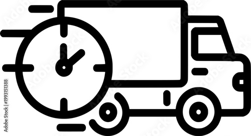 Fast Delivery Concept: A graphic illustrating the swift delivery service, conveying urgency and efficiency with a truck and a clock. 