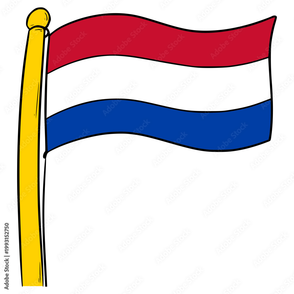 Fototapeta premium Netherland flag illustration hand drawn isolated vector