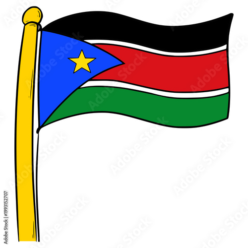 South Sudan flag illustration hand drawn isolated vector