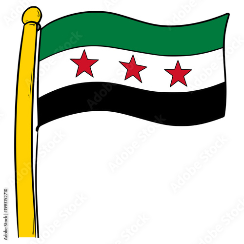 syria flag illustration hand drawn isolated vector