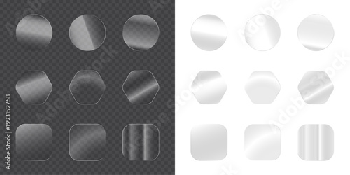 Quadro su tela Set of shiny glass shapes