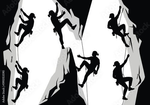 Rock climbing silhouettes
