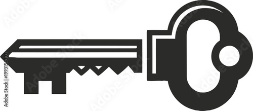 Black metal old fashioned key.