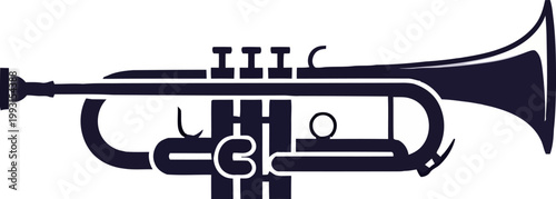 Black trumpet musical instrument closeup.