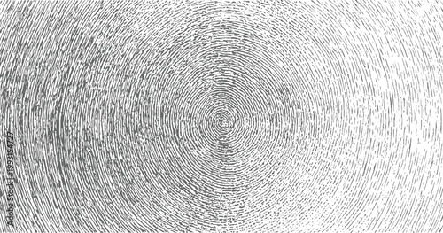Close up of a grey fingerprint pattern with concentric circles and textured lines white
