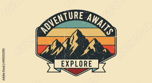 Vintage travel adventure badge logo design.