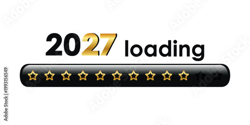 2027 loading golden bar with stars vector illustration