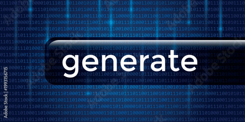 generated text on digital futuristic ai background with binary code vector illustration