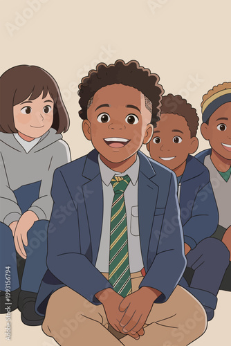 Group of Diverse Children Sitting Together
