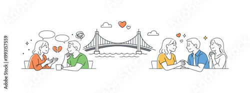 Couple argument relationship resolution scenario showing partners working through differences and beginning to reconnect after conflict, with a conversation setup and a