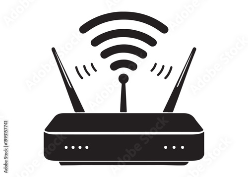 wifi router logo silhouette vector, wireless router logo silhouette vector illustration, wifi logo, network equipment logo silhouette, wifi internet access logo silhouette vector on white background