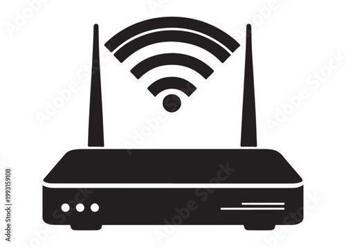 wifi router logo silhouette vector, wireless router logo silhouette vector illustration, wifi logo, network equipment logo silhouette, wifi internet access logo silhouette vector on white background