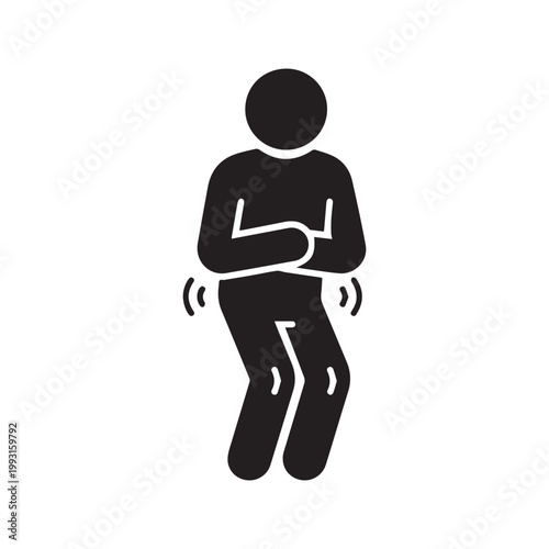 Man Holding Crotch Urgent Toilet Need Stick Figure Silhouette Icon
