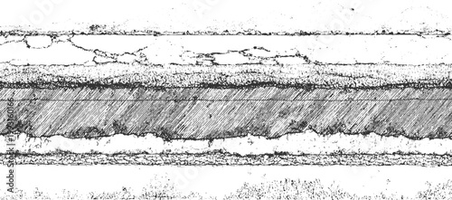 Abstract textured horizontal bands of black and white with diagonal hatching pattern